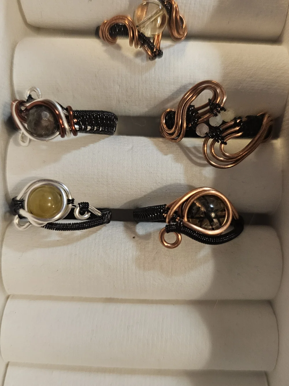 Handcrafted Copper & Black Wrapped Wire Ring Lot Of 9 Great For Resell!
